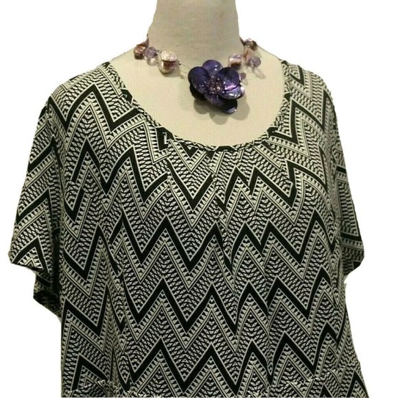 TALBOTS Woman Black & White Geometric Print Dress - Picture 3 of 9